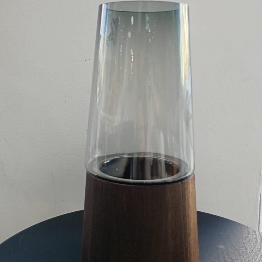 FLORERO VIDRIO Y MADERA